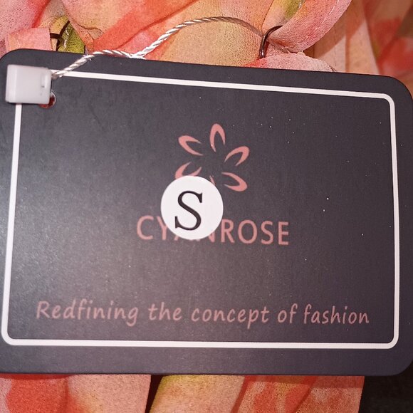 NEW CYAN ROSE OFF Beach Chic Ruffles V-neck Sexy Floral Print Dress Small - Picture 5 of 8